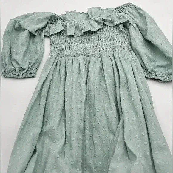 R. Vivimos Womens Size L 12/14 Summer Half Sleeve Cotton Ruffled Dress - Picture 5 of 12